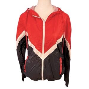 Vintage Ci Sono Red Black White Nylon Windbreaker Jacket Size Large